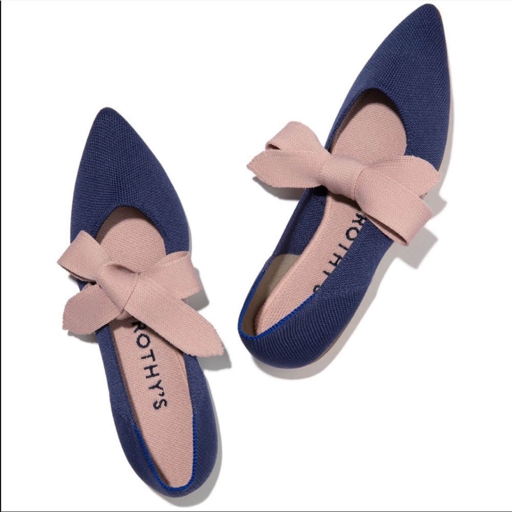 Navy & pink original Mary Jane Rothy's flats
